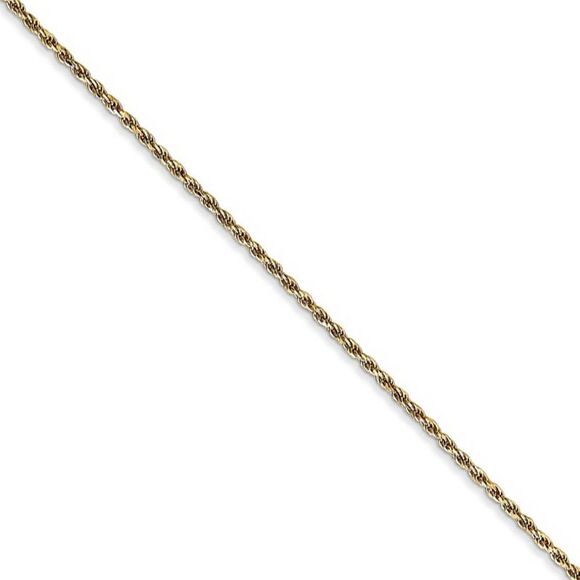 1.15mm, 14k Yellow Gold, Diamond Cut Rope Chain Necklace, 16 Inch - Picture 1 of 8